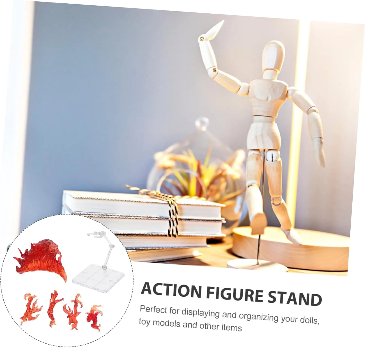 Fire Action Figure Stand Set Toy Doll Holder Flame Effect Accessory Diy Assembly Model Bracket for Display