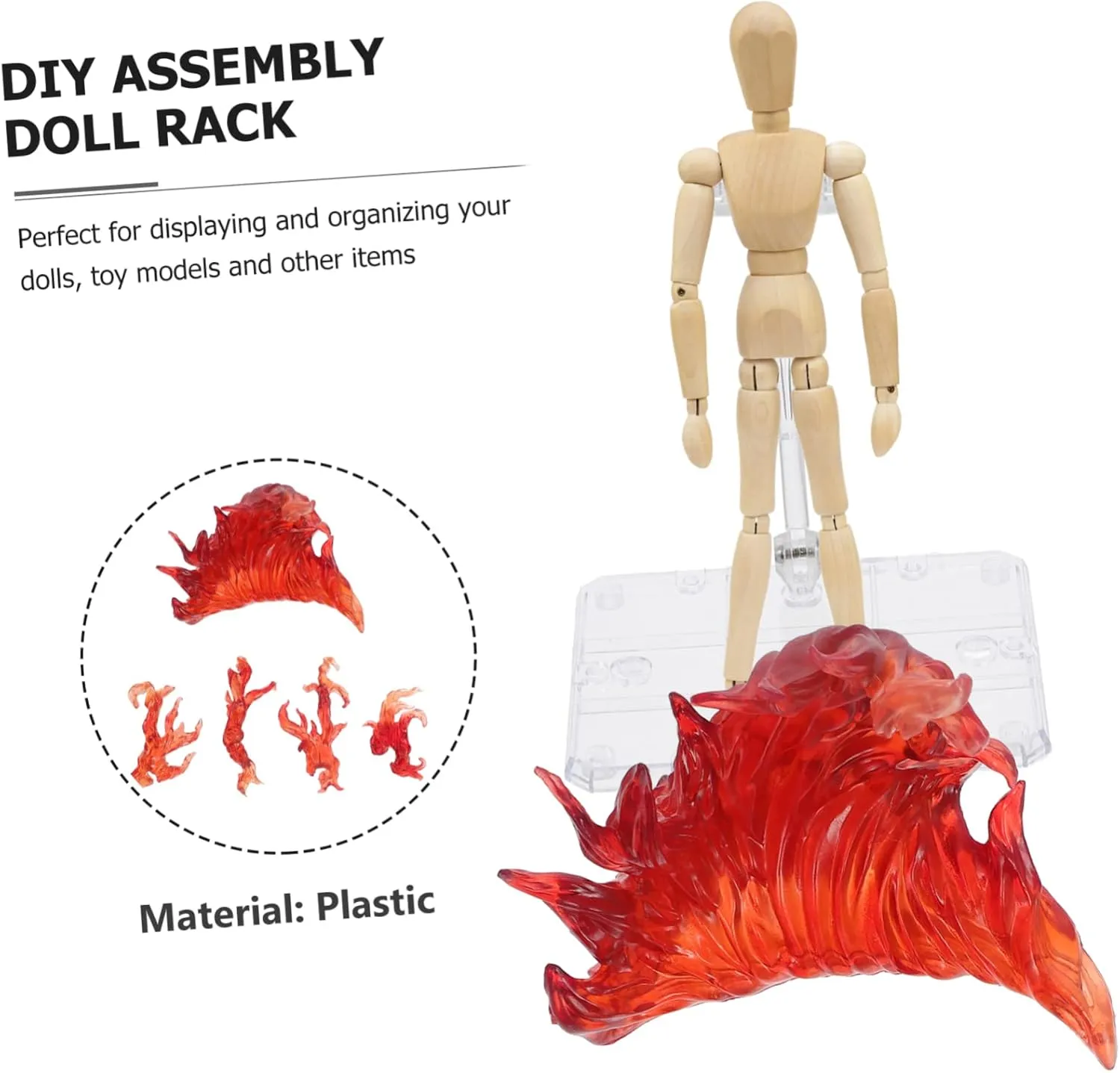 Fire Action Figure Stand Set Toy Doll Holder Flame Effect Accessory Diy Assembly Model Bracket for Display