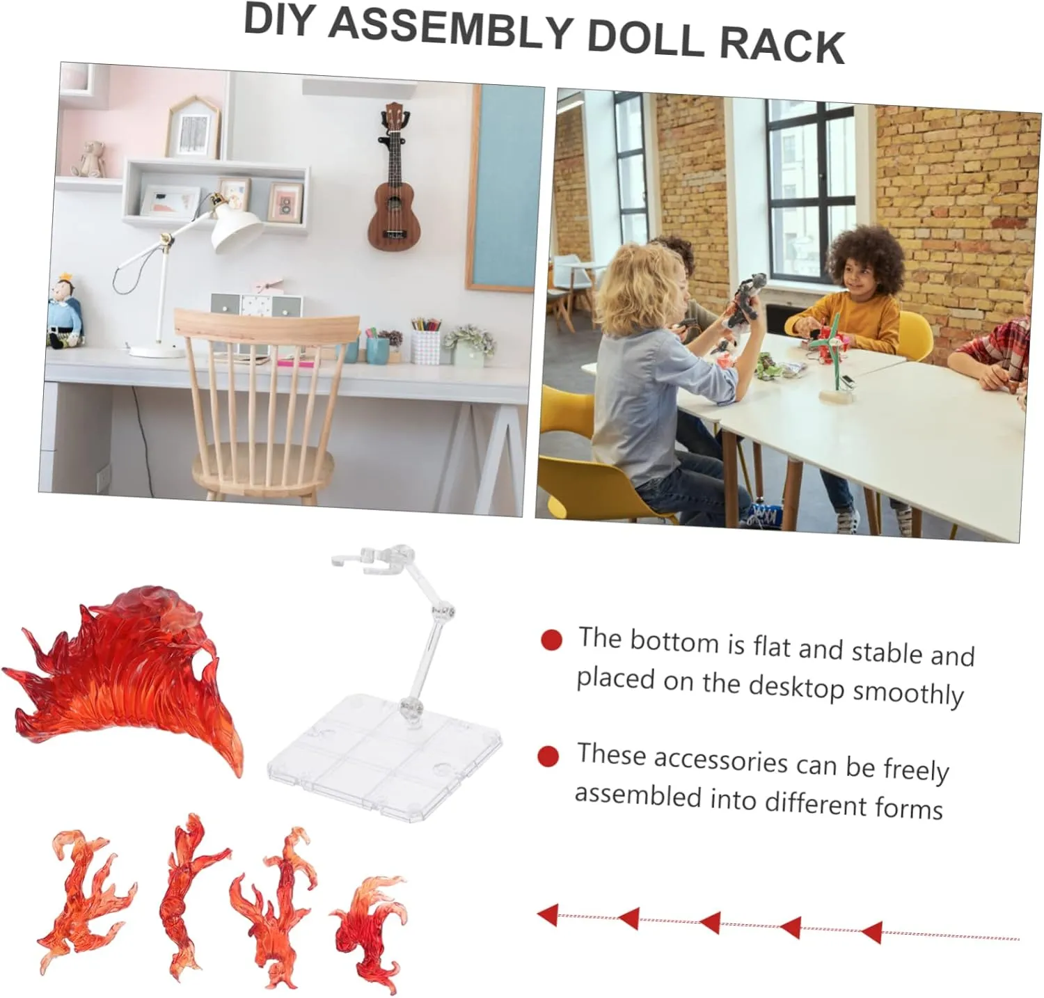 Fire Action Figure Stand Set Toy Doll Holder Flame Effect Accessory Diy Assembly Model Bracket for Display