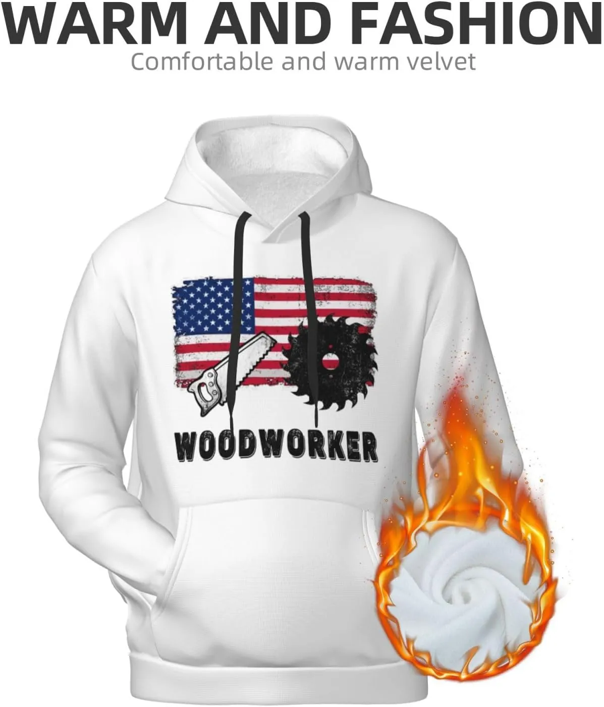 Firefighter Fireman Retired American Flag Men's Fleece Hoodies Hooded