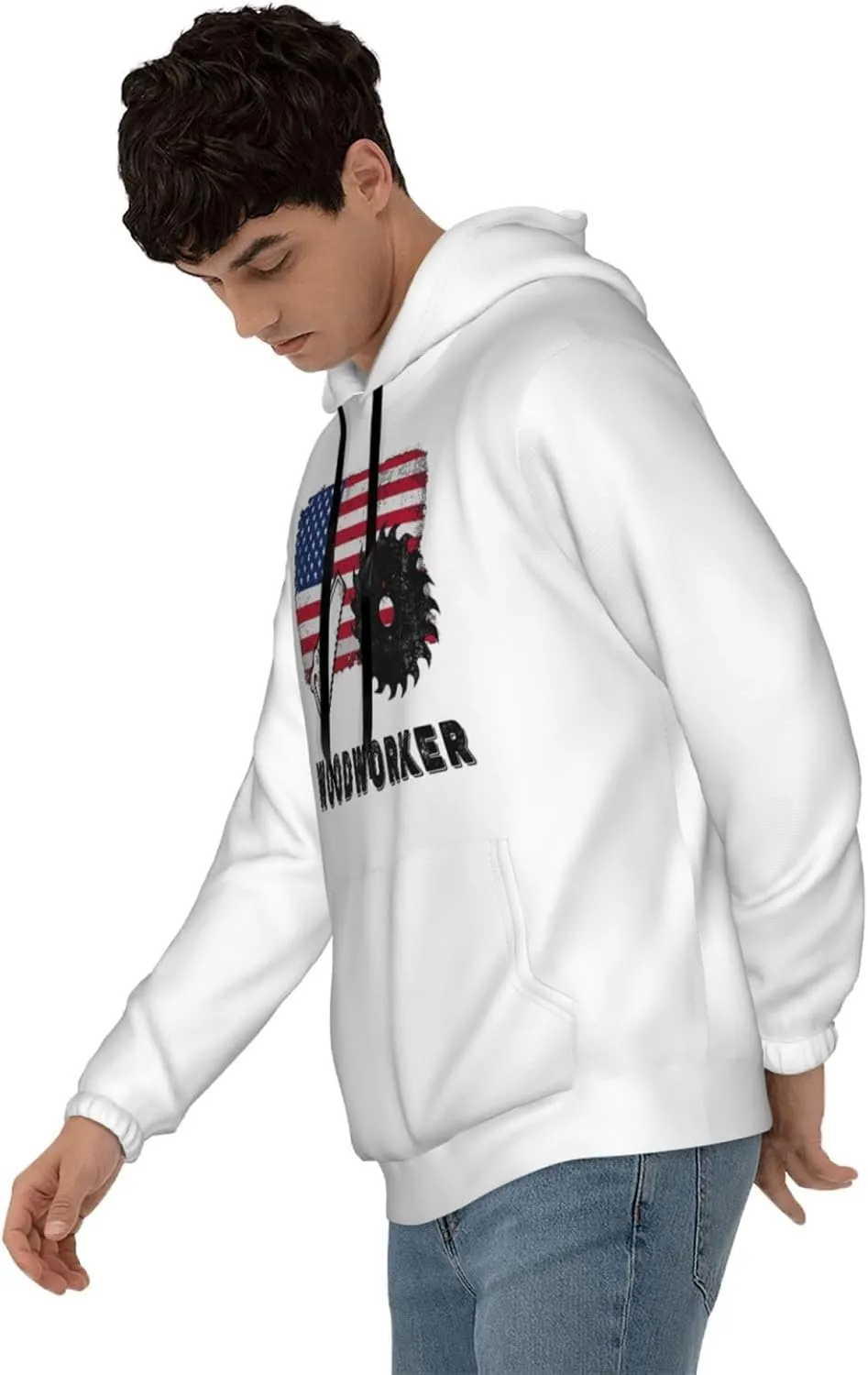 Firefighter Fireman Retired American Flag Men's Fleece Hoodies Hooded
