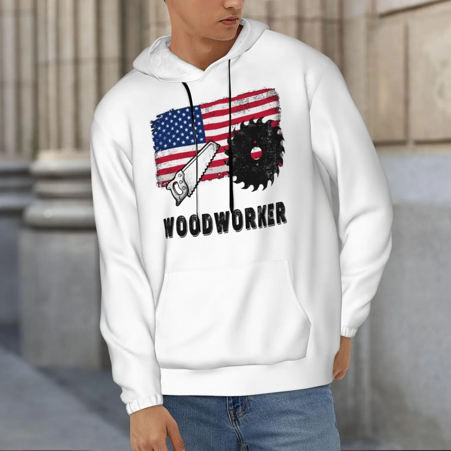 Firefighter Fireman Retired American Flag Men's Fleece Hoodies Hooded
