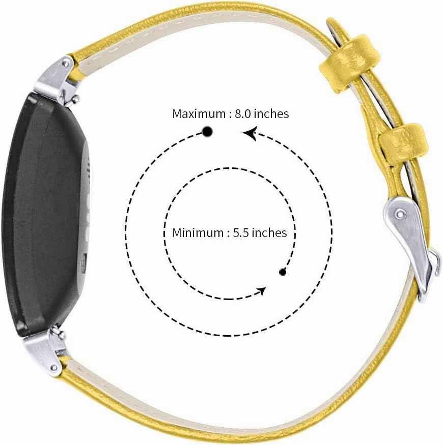 Fit for Fitbit Inspire 2 Straps Women,Slim Classic Leather Replacement Watch Strap Wristbands with Metal Buckle Adjustable 5.5-8.0 inch Compatible for Fitbit Inspire 2 - Yellow