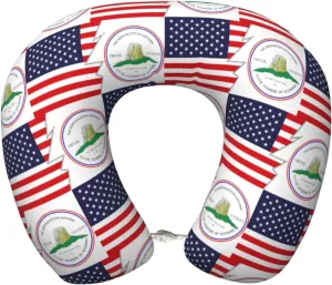 Flag of Crook County, Wyoming and America Neck Pillow Memory Foam U-Shaped Travel Neck Pillow for Airplanes Car Home