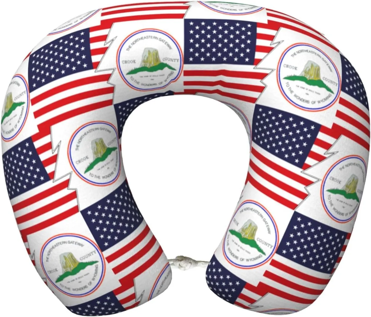 Flag of Crook County, Wyoming and America Neck Pillow Memory Foam U-Shaped Travel Neck Pillow for Airplanes Car Home
