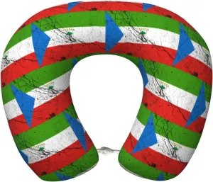 Flag of Equatorial Guinea Texture Effect Neck Pillow Memory Foam U-Shaped Travel Neck Pillow for Airplanes Car Home