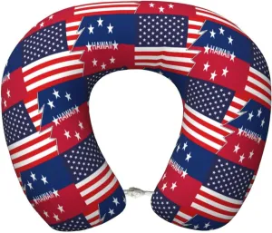 Flag of The Governor of Hawaii and America Neck Pillow Memory Foam U-Shaped Travel Neck Pillow for Airplanes Car Home