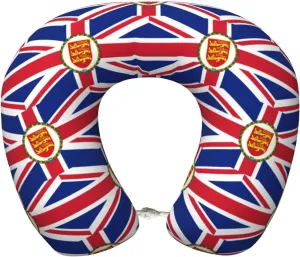 Flag of The Lieutenant Governor of Jersey Neck Pillow Memory Foam U-Shaped Travel Neck Pillow for Airplanes Car Home