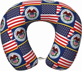 Flag of The United States Federal Reserve and America Neck Pillow Memory Foam U-Shaped Travel Neck Pillow for Airplanes Car Home
