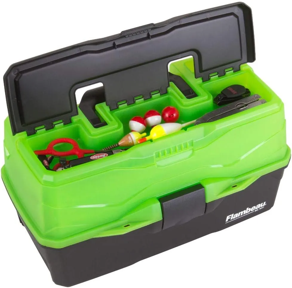 Flambeau Outdoors 6383AMG 3-Tray Classic Tray Tackle Box, Portable Tackle Organizer, Frost Green/Black