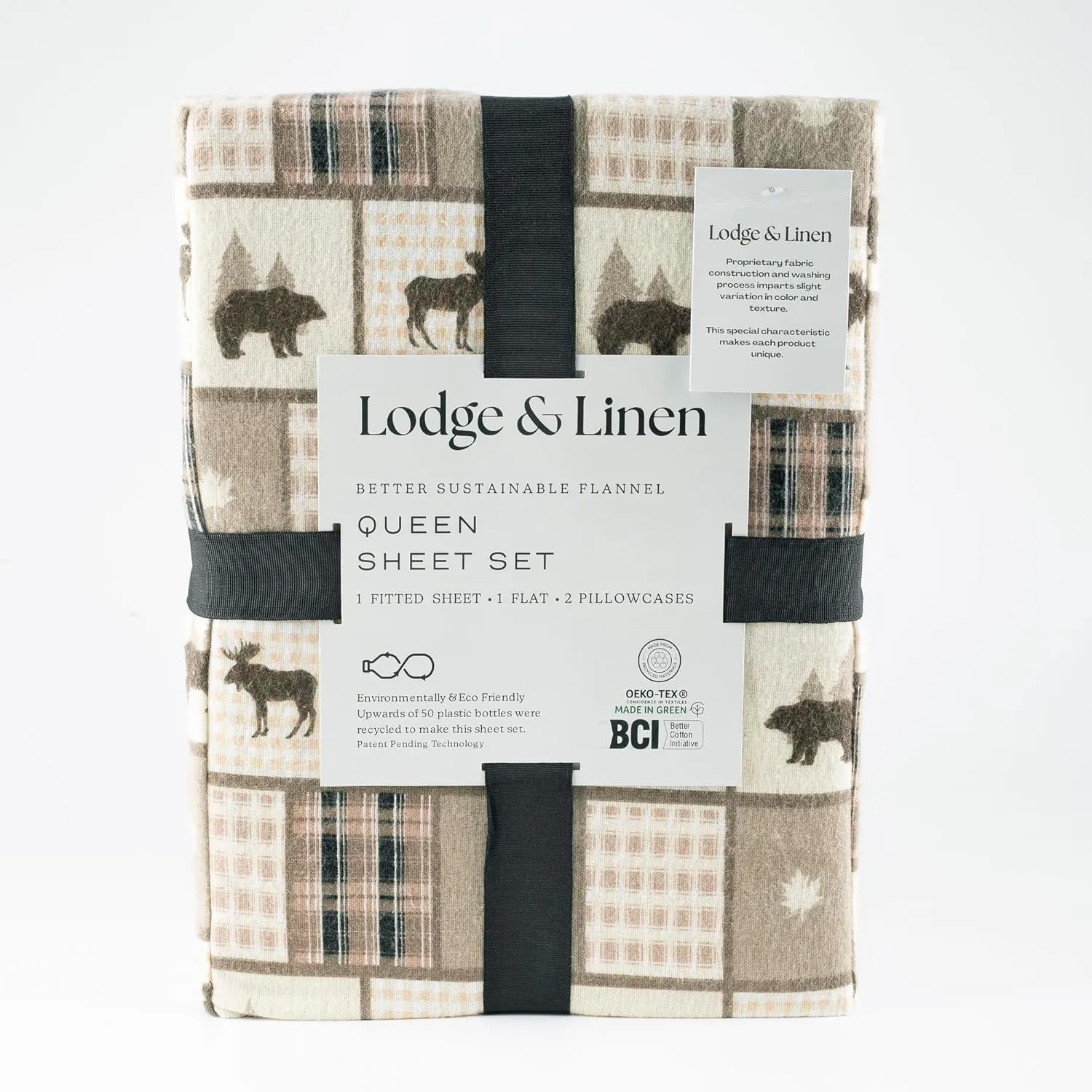 Flannel Sheets Twin Size Rich Cotton -High GSM Flannel Bed Sheet Deep Pockets - Warm & Cozy Flannel Sheet Set for All Seasons (Lodge Check)