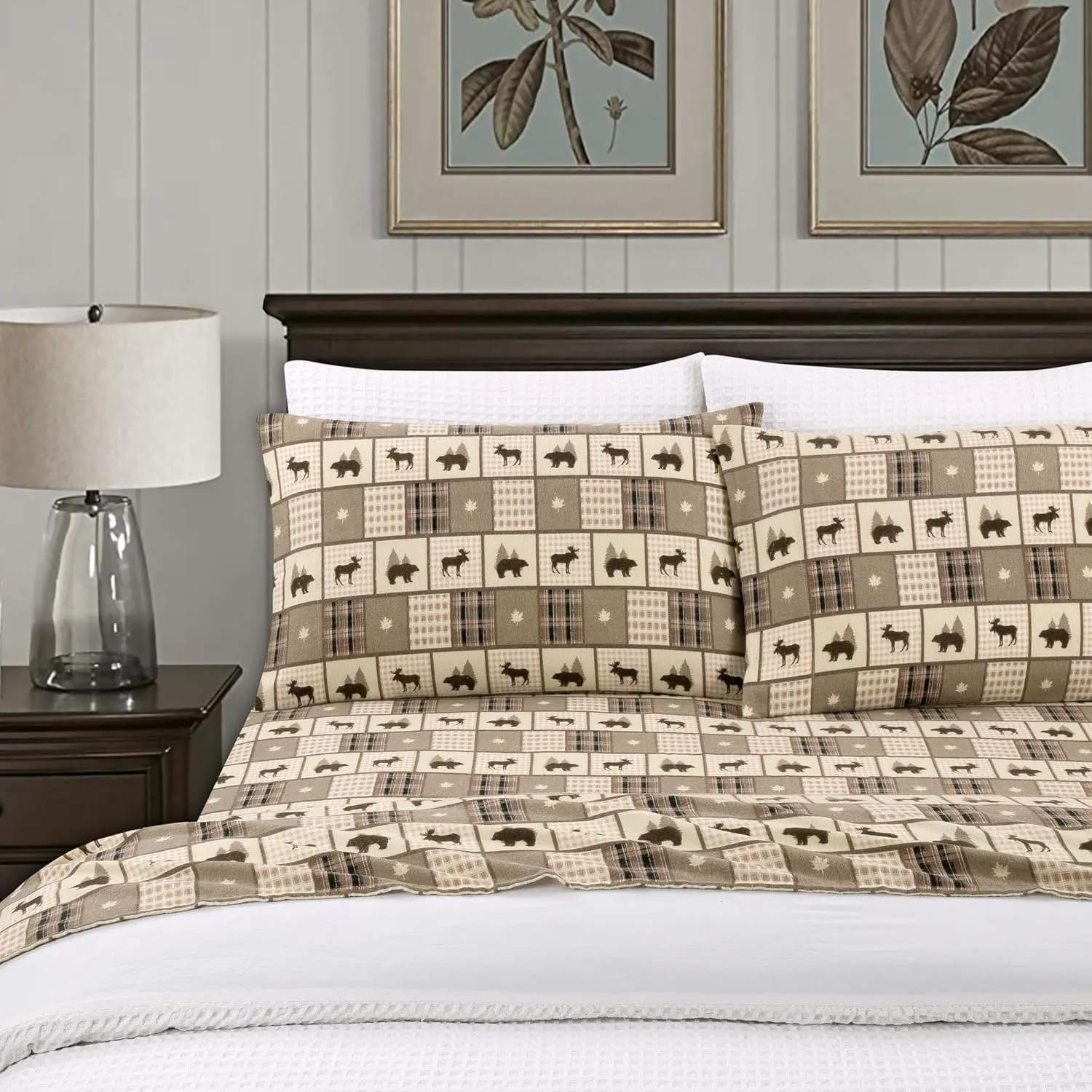 Flannel Sheets Twin Size Rich Cotton -High GSM Flannel Bed Sheet Deep Pockets - Warm & Cozy Flannel Sheet Set for All Seasons (Lodge Check)