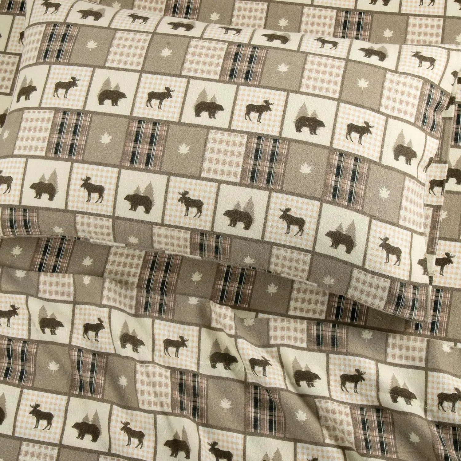 Flannel Sheets Twin Size Rich Cotton -High GSM Flannel Bed Sheet Deep Pockets - Warm & Cozy Flannel Sheet Set for All Seasons (Lodge Check)