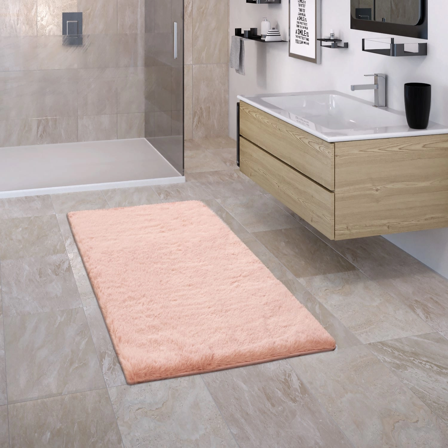 Fluffy Bath Mat – Soft & Silky – Durable – Non-Slip Latex Backing – Easy Care