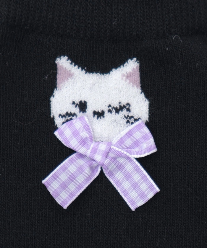 Fluffy Cat Embroidery Crew Socks