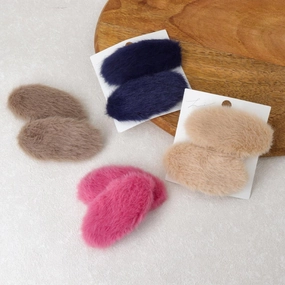 Fluffy Round Snap Clip Set