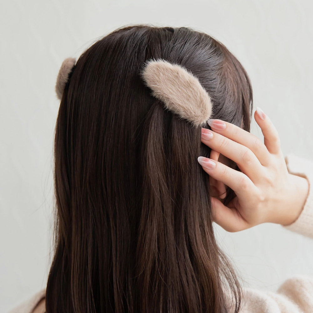Fluffy Round Snap Clip Set