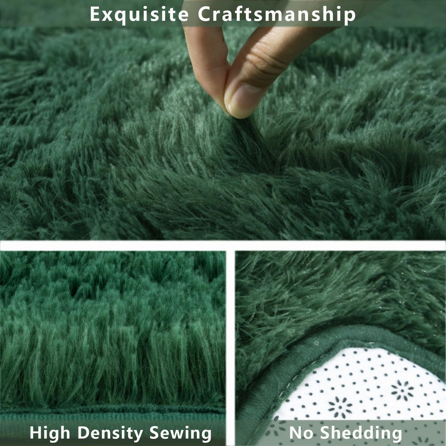 Fluffy Rugs for Living Room, Soft Shaggy for Bedrooms, Deep Green Area Rug, Cozy Fuzzy Carpet for Kids, Perfect Indoor Decor for Boys and Girls 9x12 Feet