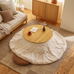 Fluffy White Round Kotatsu Set