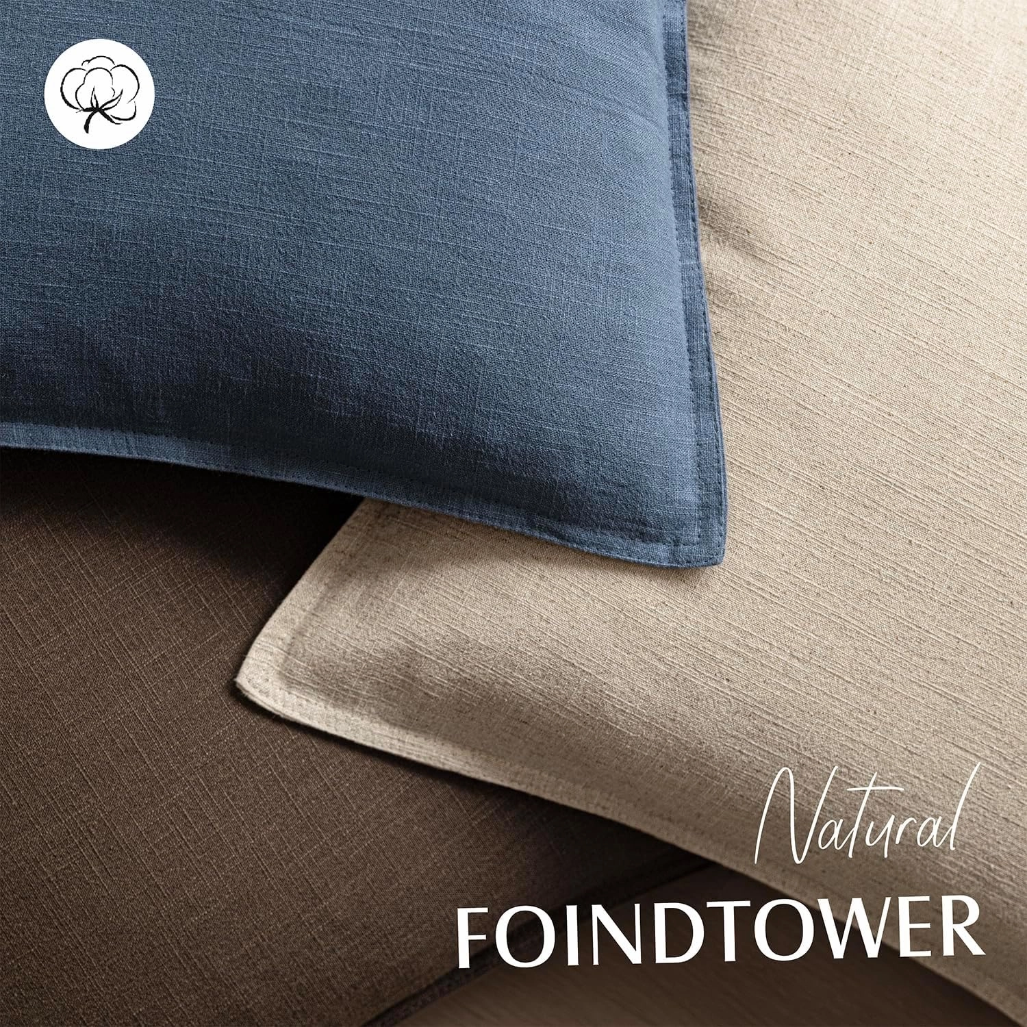 Foindtower Pack of 2, Decorative Linen Soild Throw Pillow Covers Soft Accent Euro Cushion Case Farmhouse Neutral Pillowcase for Chair Couch Sofa Bedroom Living Room Home Decor 20 x 20 Inch Dark Blue