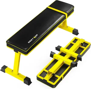 Foldable Flat Weight Bench - 1300 LB Capacity Heavy Duty Workout Bench for Home Gym, Strength Training Bench Press for Full Body Exercise, Featuring an Innovative Fully Enclosed Steel Base