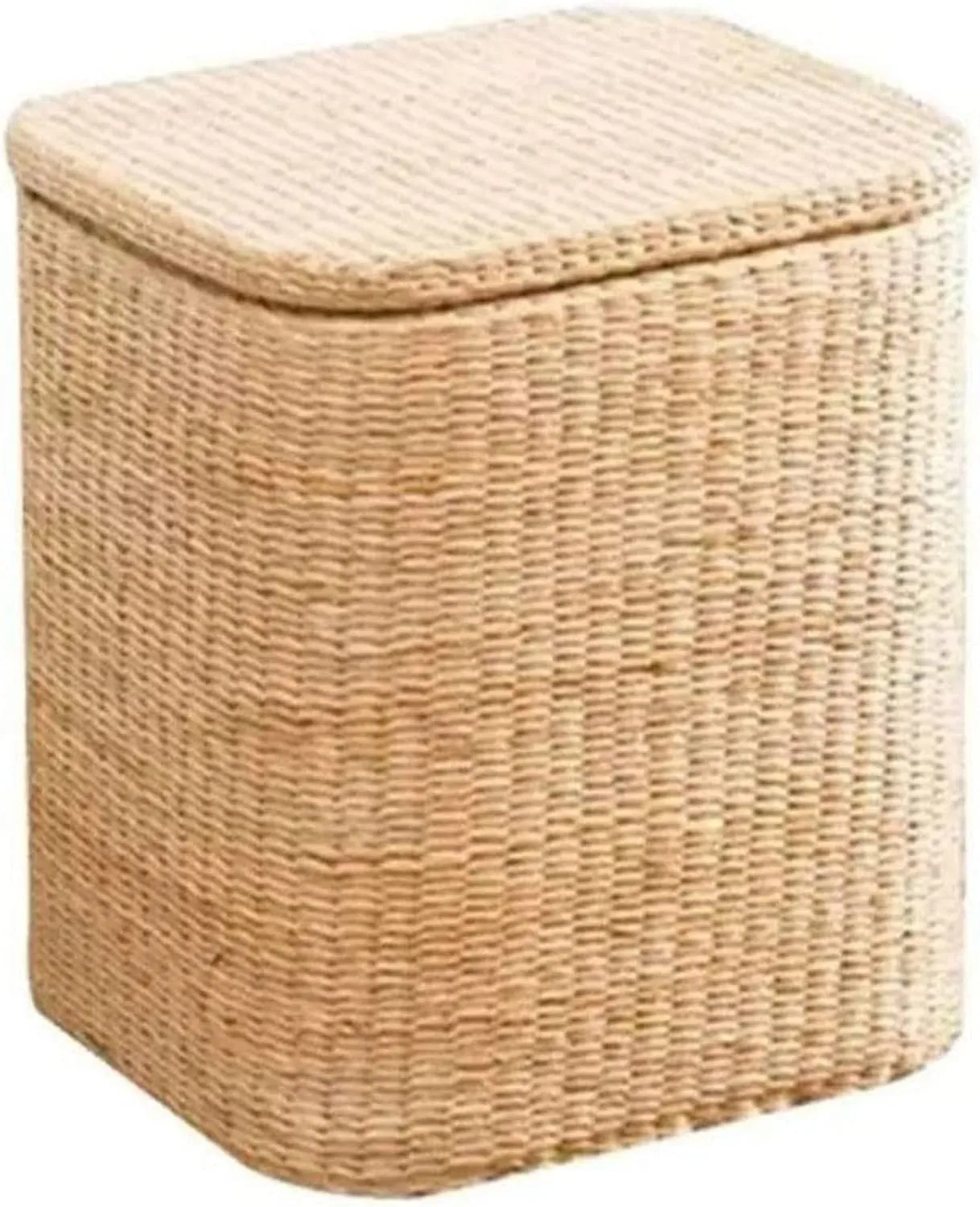 Footstool Foot Stool Straw Weaving Storage Ottoman,Storage Space with Hinged Lid Ottoman,for Dorm Living Room Hallway Shoe Bench,Max Load 150 Kg-A 32x27x38cm Home Decor Stool