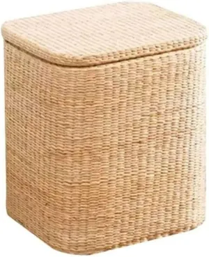 Footstool Foot Stool Straw Weaving Storage Ottoman,Storage Space with Hinged Lid Ottoman,for Dorm Living Room Hallway Shoe Bench,Max Load 150 Kg-A 32x27x38cm Home Decor Stool
