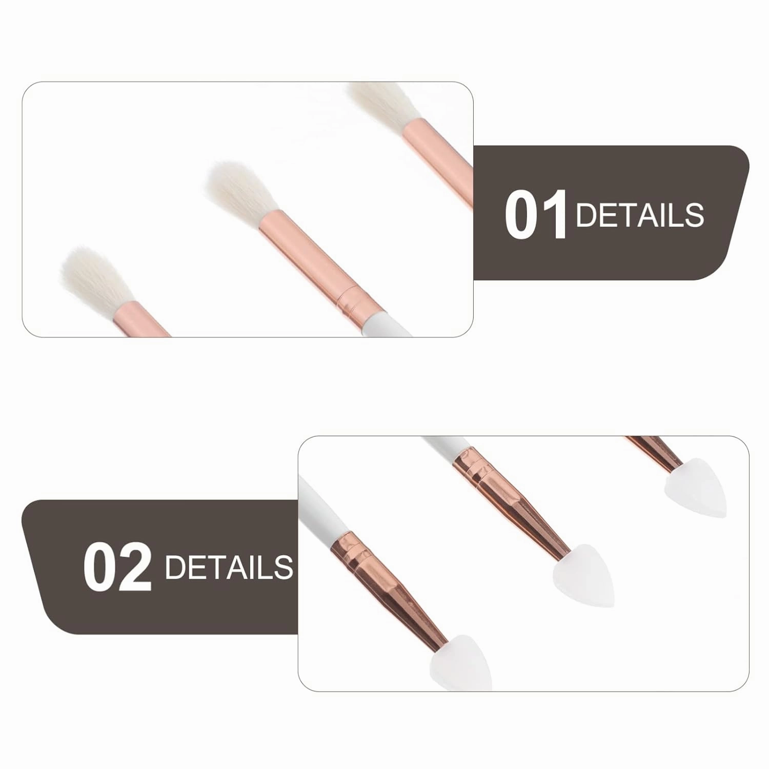 FRCOLOR 4sets Girl's Makeup Tool Professional Eyeshadow Brush Set Dual-headed for Even Application Safe Suitable for Home Salon 3pcs*4
