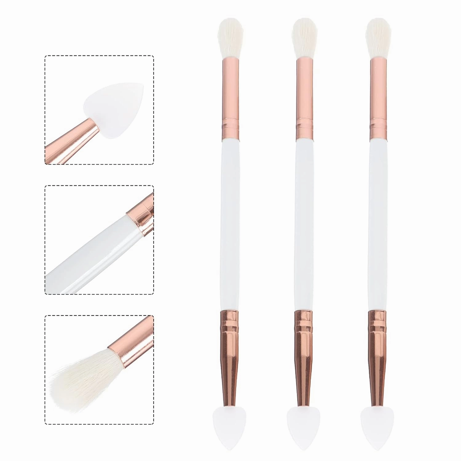 FRCOLOR 4sets Girl's Makeup Tool Professional Eyeshadow Brush Set Dual-headed for Even Application Safe Suitable for Home Salon 3pcs*4