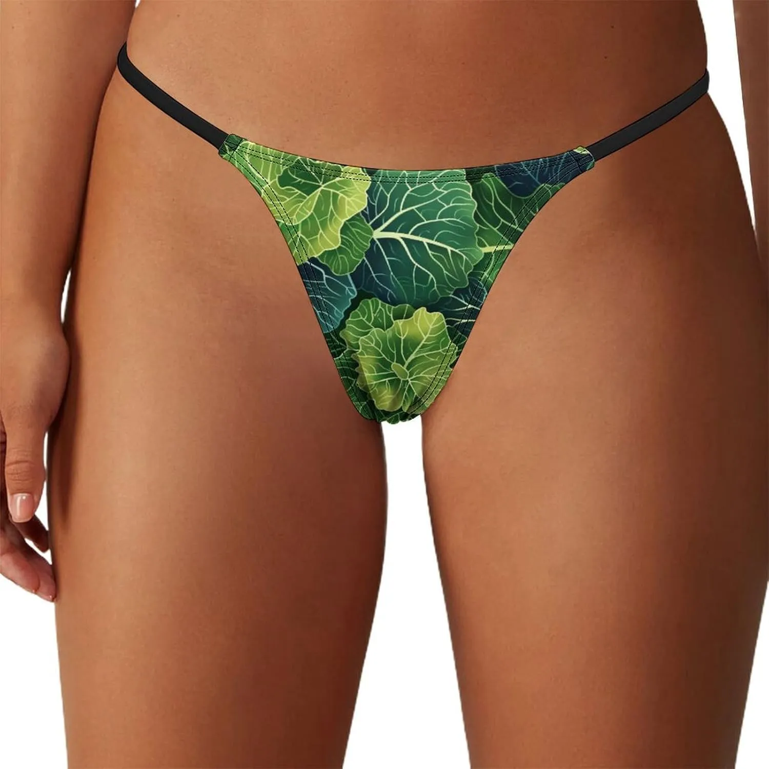 Fresh Green Cabbage Thong Women Underwear Low Rise Panties Women G-String Thongs