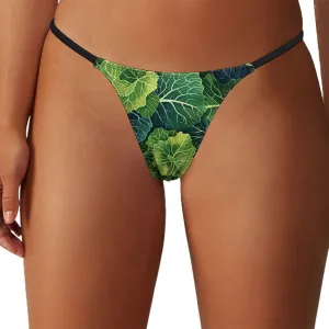 Fresh Green Cabbage Thong Women Underwear Low Rise Panties Women G-String Thongs