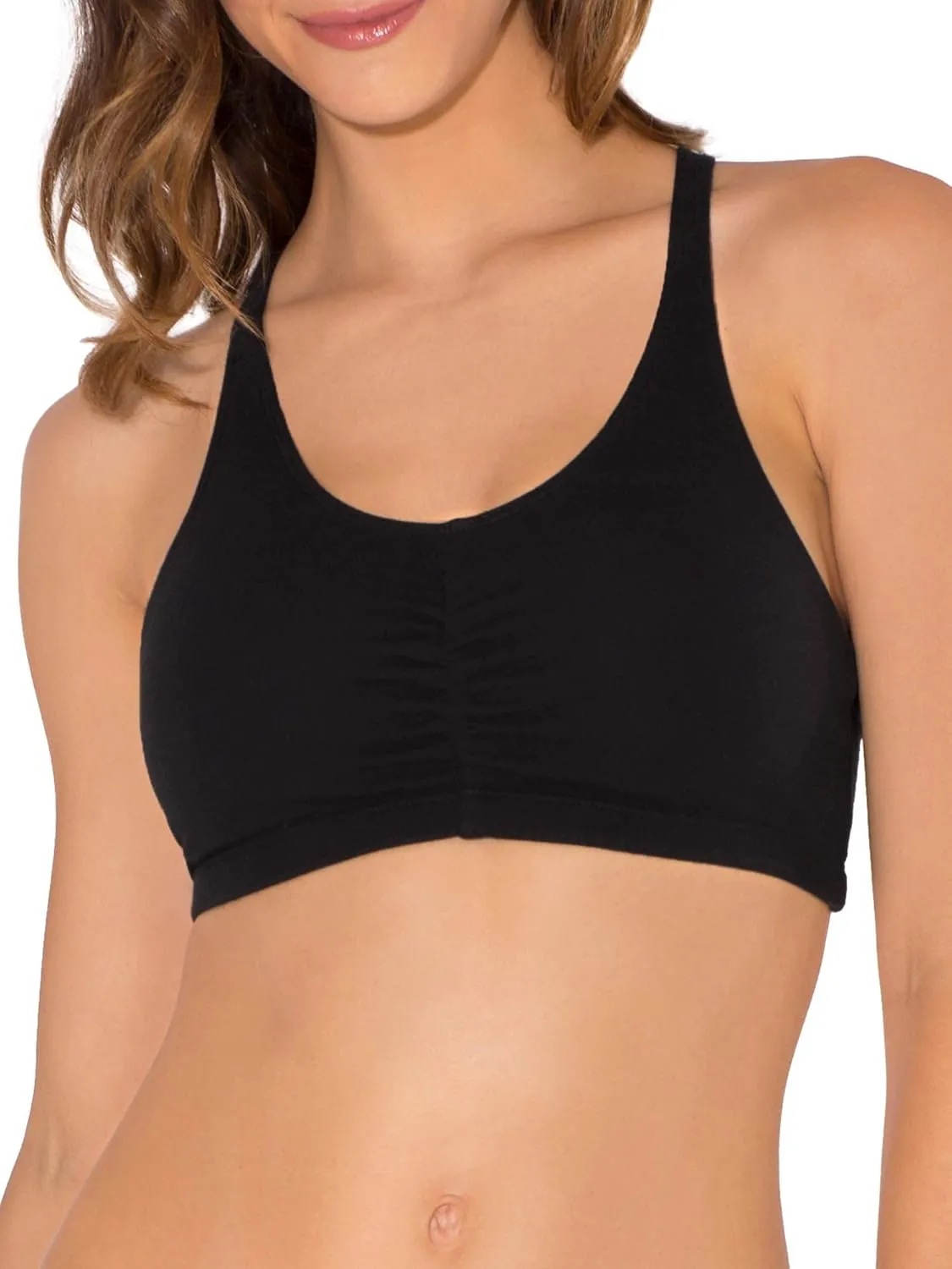 Fruit of The Loom Women's Adjustable Shirred Front Racerback Sports Bra Multi Packs