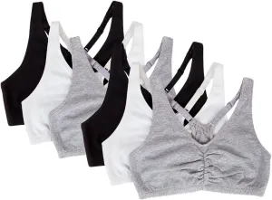 Fruit of The Loom Women's Adjustable Shirred Front Racerback Sports Bra Multi Packs