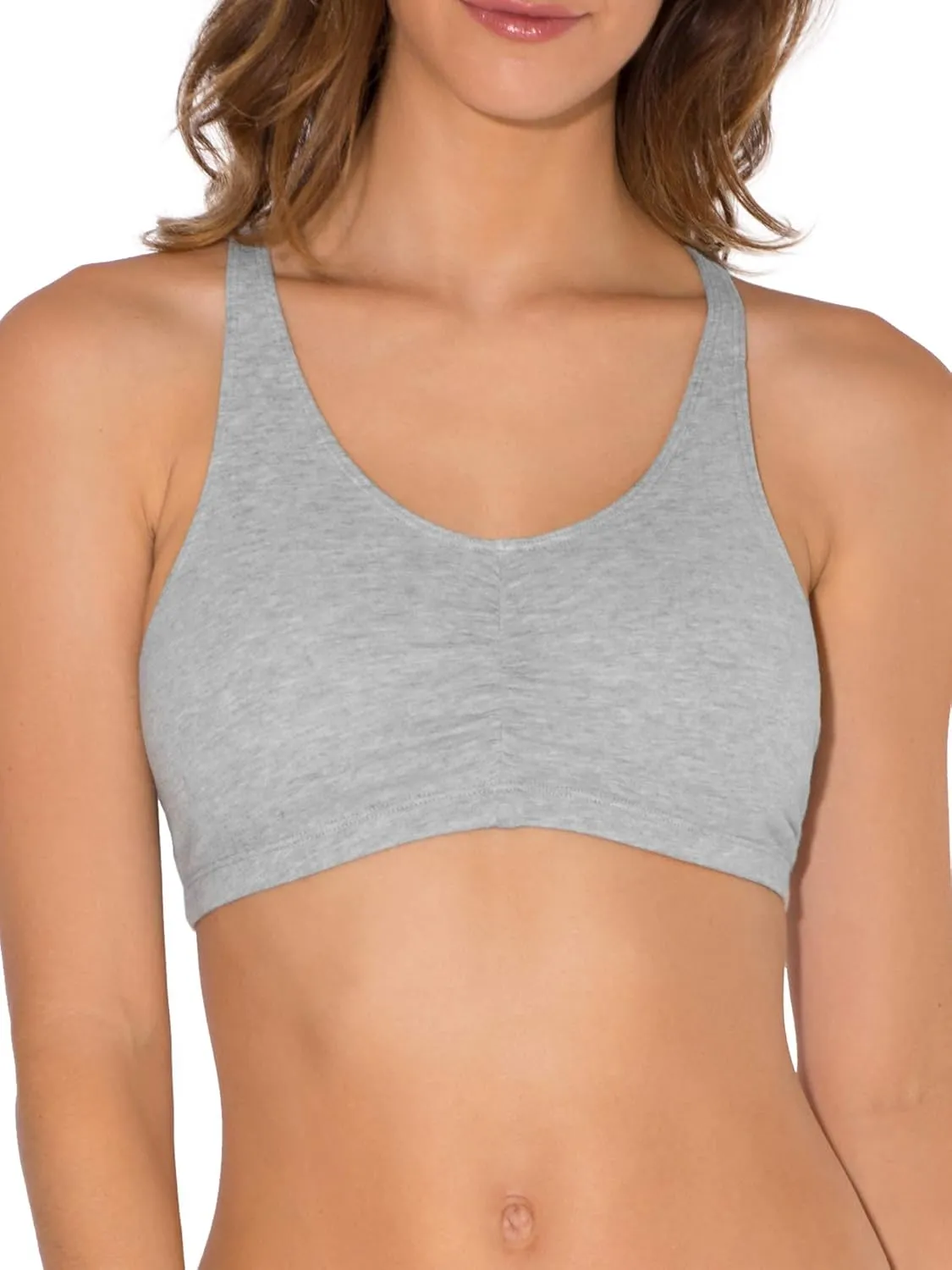 Fruit of The Loom Women's Adjustable Shirred Front Racerback Sports Bra Multi Packs