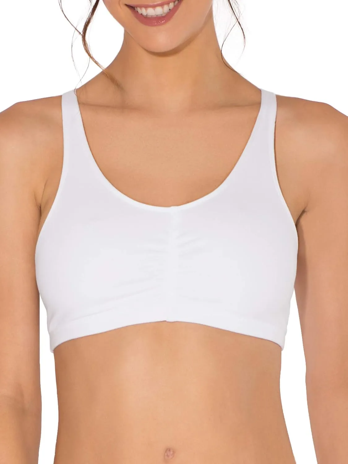 Fruit of The Loom Women's Adjustable Shirred Front Racerback Sports Bra Multi Packs