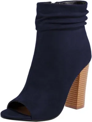 FSJ Women Stylish Peep Toe Slouch Ankle Boots Chunky Stacked Heels Party Prom Nightclub Evening Dress Shoes Size 4-15 US