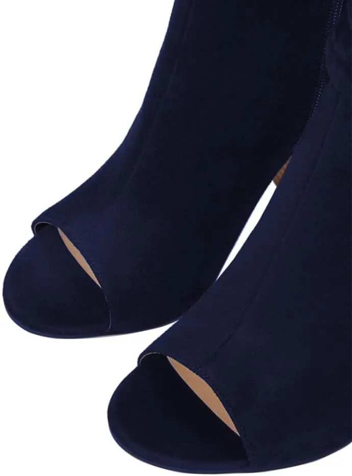 FSJ Women Stylish Peep Toe Slouch Ankle Boots Chunky Stacked Heels Party Prom Nightclub Evening Dress Shoes Size 4-15 US