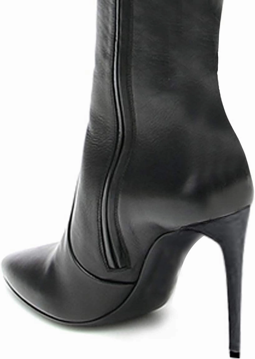 FSJ Women Fashion Pointed Toe Stiletto Heel Thigh High Over The Knee Boots Pull On Side Zipper Patent Leather Winter Shoes Size 4-15 US