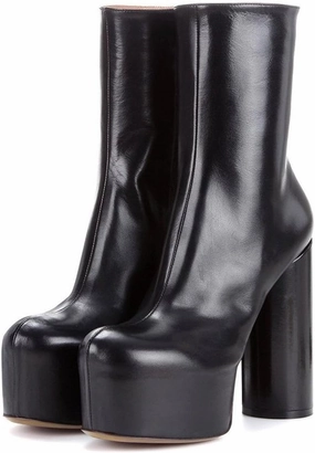 FSJ Women Gorgeous Platform Ankle Boots Closed Round Toe Chunky High Heel Pull On Shoes Size 4-15 US
