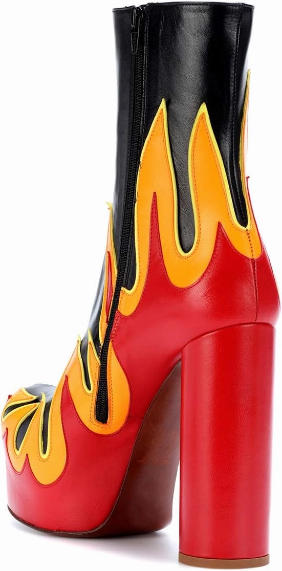 FSJ Women Gorgeous Platform Ankle Boots Closed Round Toe Chunky High Heel Pull On Shoes Size 4-15 US