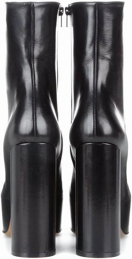 FSJ Women Gorgeous Platform Ankle Boots Closed Round Toe Chunky High Heel Pull On Shoes Size 4-15 US