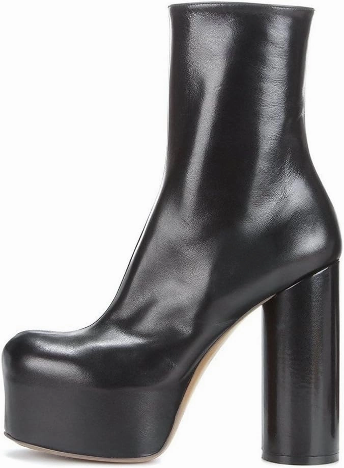 FSJ Women Gorgeous Platform Ankle Boots Closed Round Toe Chunky High Heel Pull On Shoes Size 4-15 US