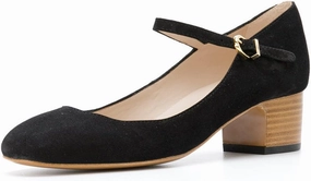 FSJ Women Mary Jane Stacked Block Heels Vintage Pumps Retro Round Toe Shoe for Comfort Size 4-15 US
