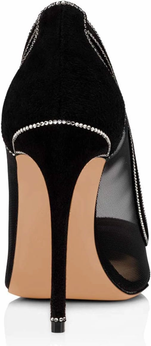 FSJ Women Sexy Mesh Stiletto High Heels Pumps Pointed Toe Slip On Dress Party Evening Office Shoes Size 4-15 US