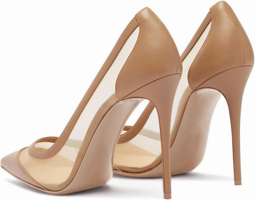 FSJ Women Sexy Mesh Stiletto High Heels Pumps Pointed Toe Slip On Dress Party Evening Office Shoes Size 4-15 US