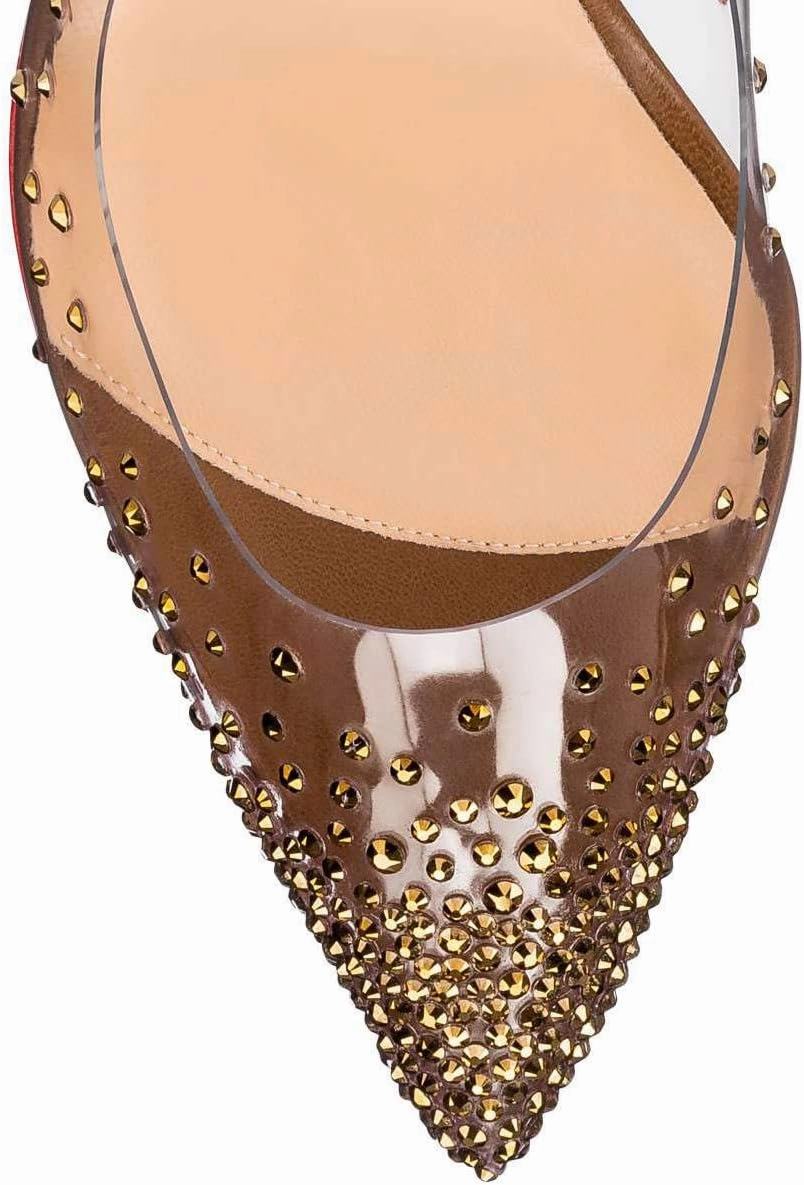 FSJ Women Studded Pointed Toe Transparent Pumps High Heels Shoes with Cute Bowknot US Size 4-15 M