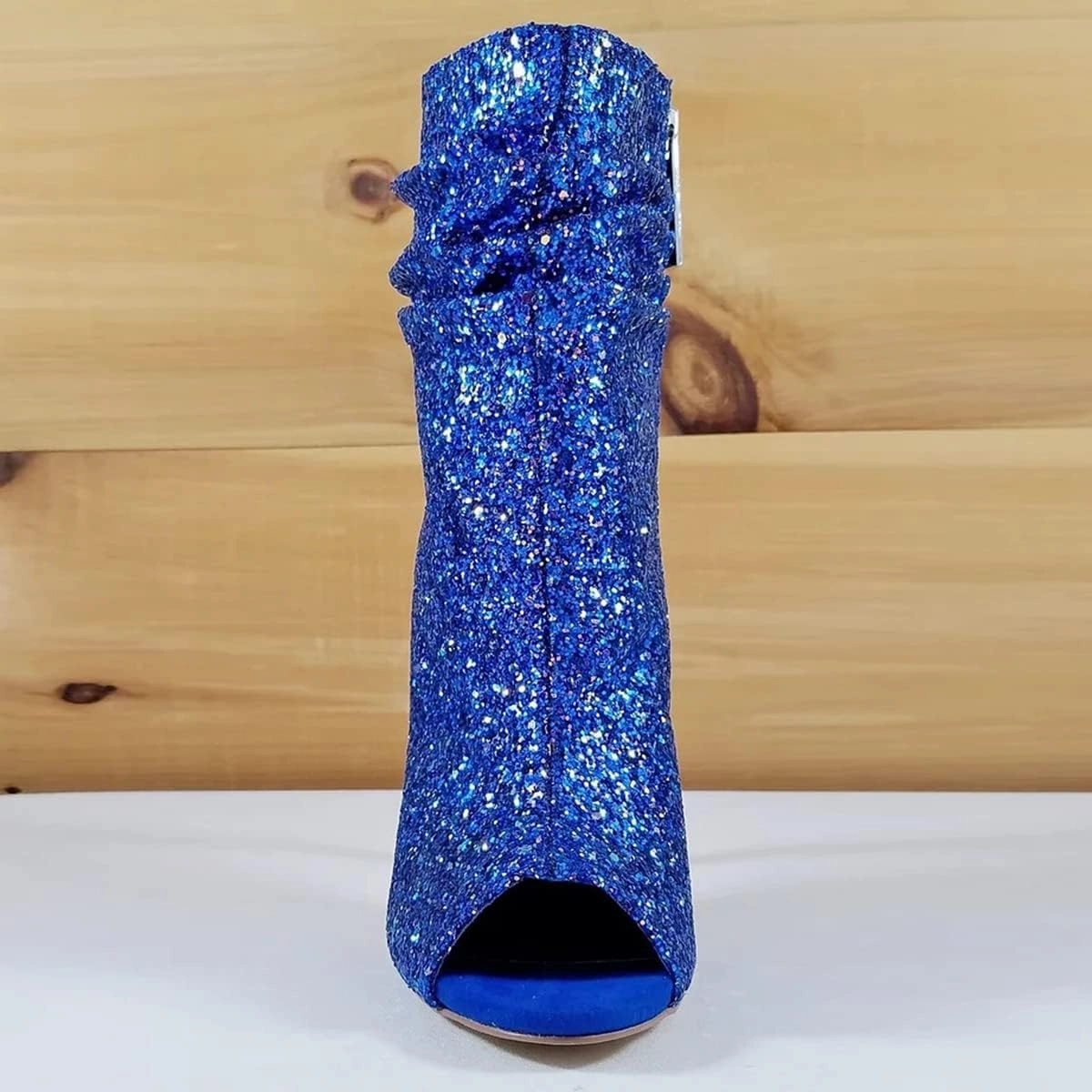 FSJ Women Stylish Peep Toe Slouch Ankle Boots Chunky Stacked Heels Party Prom Nightclub Evening Dress Shoes Size 4-15 US