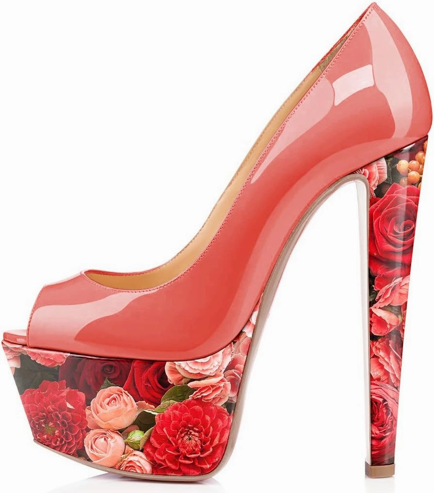FSJ Women Superb Chunky High Heels Peep Toe Pumps with Platform Dress Shoes for Wedding Size 4-15 US