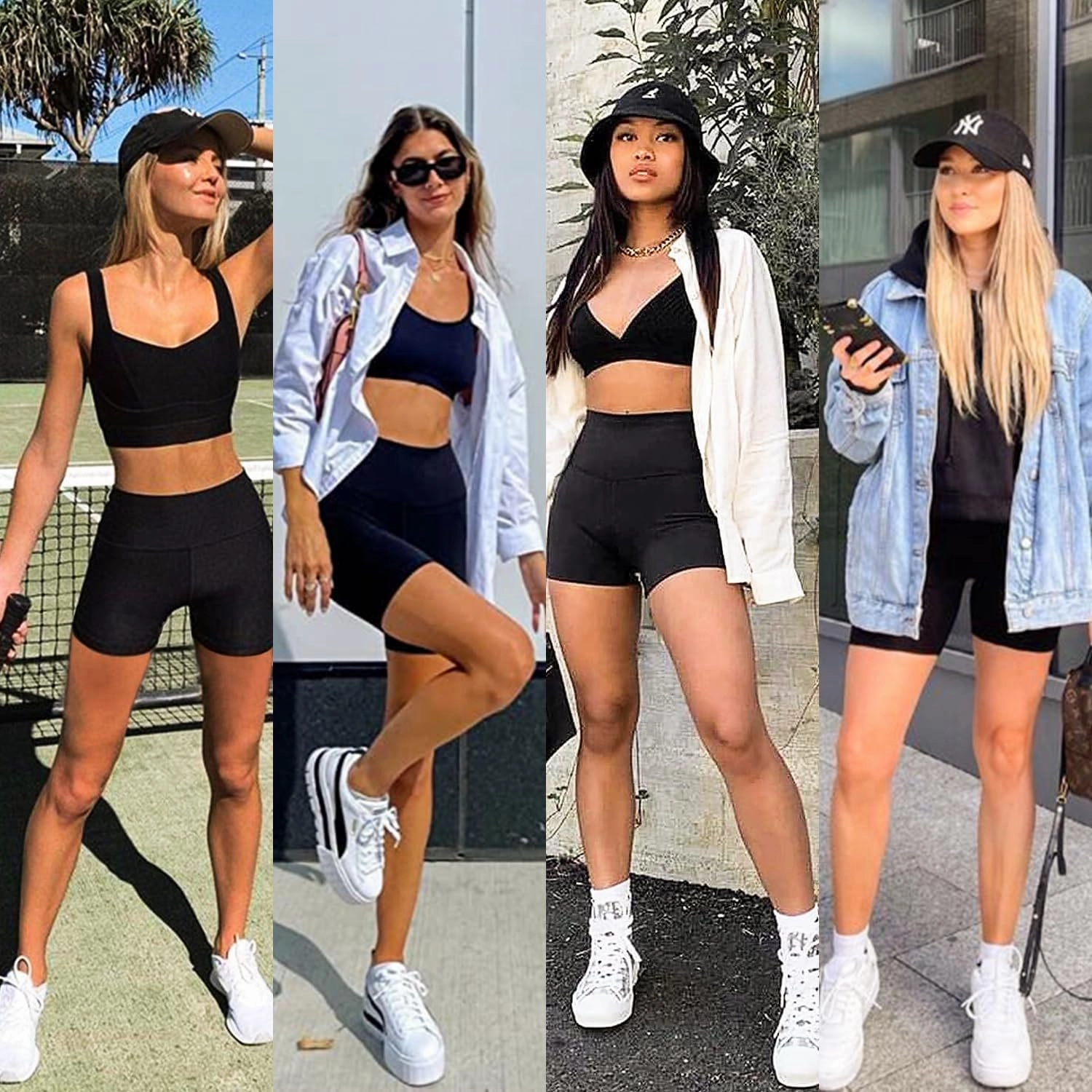 FULLSOFT 4 Pack Biker Shorts for Women with Pockets – 5" High Waisted Tummy Control Workout Yoga Running Gym Tennis Shorts