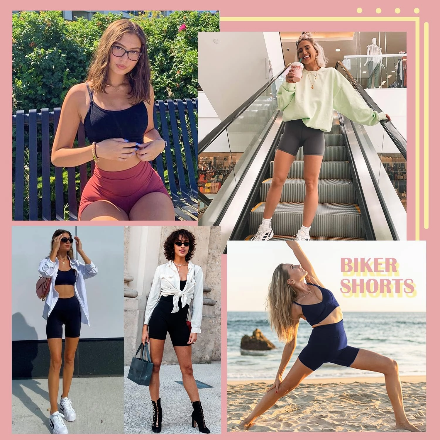 FULLSOFT 4 Pack Biker Shorts for Women with Pockets – 5" High Waisted Tummy Control Workout Yoga Running Gym Tennis Shorts